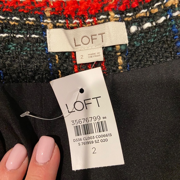 LOFT Red Plaid Tweed Mini Skirt – Size 2, NWT - Picture 4 of 10